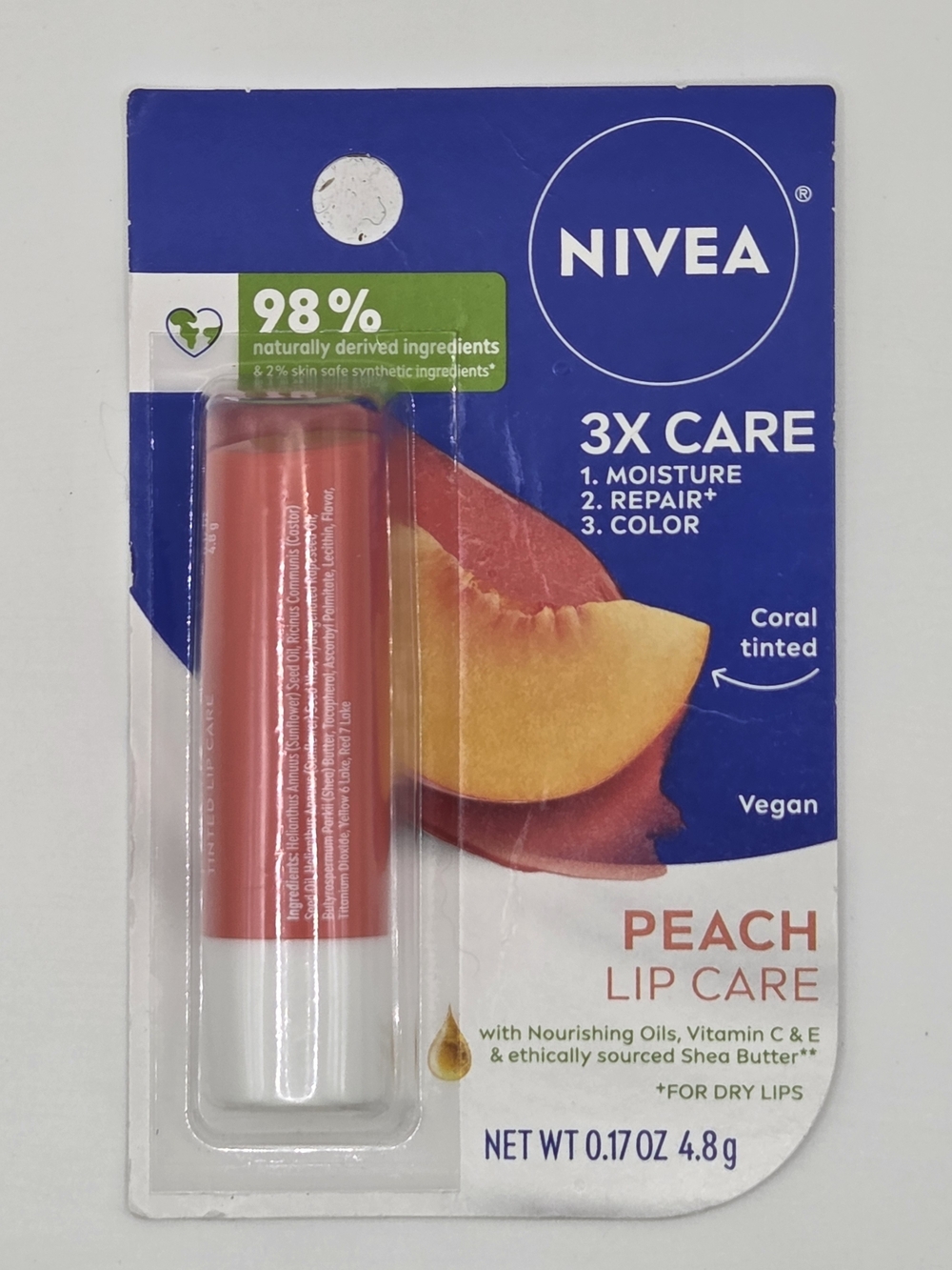 $3 Add-On When Bundled with $12+ Nivea Peach Lip Care